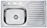 Fregadero sencillo derecho 3h 800 x 500 x 140mm acero inox. 201 regga