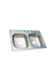 Fregadero doble 3h 33'' x 22'' x 6'' acero inox. 201 regga
