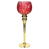 Candelabro rojo-dorado 12.5 x 4