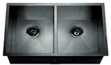 Fregadero doble negro 32'' x 18'' x 8''/8'' acero inox. 304 regga