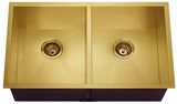 Fregadero doble dorado 32'' x 18'' x 8''/8'' acero inox. 304 regga
