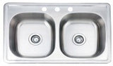 Fregadero doble 1h 33'' x 19'' x 6'' acero inox. 201 regga