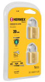 Juego de 2 candados de laton de 20mm gancho corto hermex basic