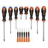 Juego de 14 destornilladores mixtos mango confortable truper..