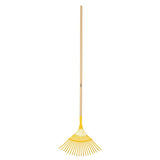 Escoba d mtal curva 20 dints mango d madra 48" prtul..