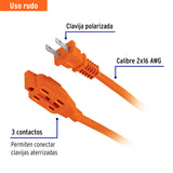 Extensión eléctrica de uso rudo 4 m 2x16 AWG, VOLTECK