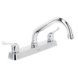 Mezcladora de fregadero 8" cuello corto puño palanca acero inoxidable foset basic