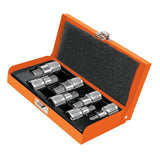 Cubos meanios punta hexagonal juego de 7 piezas 1/4'' a 9/16'' std y mm entrada 1/2" truper..