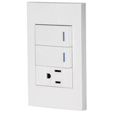 Interruptor doble + tomacorrente blanco lnea española volteck