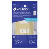 Interruptor + tomacorrente dorado lnea economca volteck