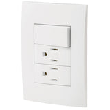 Interruptor + tomacorrente doble blanco oslo volteck