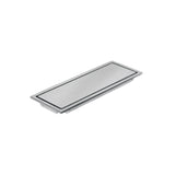 Rejilla ectangula laga evesible de 12", aceo inox.