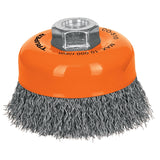 Cepillo de alambre ondulado grueso 4'' de eje 5/8-11 para esmeriladora angular truper