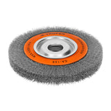 Cepillo de alambre ondulado 1 1/8" x 8" para esmeril truper..