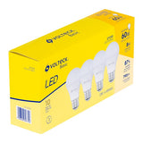 Juego de 4 bombillos 8w 120v luz calida tipo bulbo a19 volteck