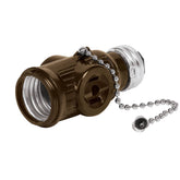 zocalo de baquelita con cadena y doble contacto