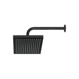 Regadera cuadrada 8", ABS, con brazo y chapetón, negro