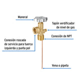 Válula de cilindro 3/4" npt con arilla 300psi para glp