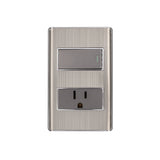 INTERRUPTOR + TOMACORRIENTE ACERO INOX