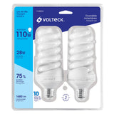 Juego de dos bombillos 110w 120v espiral bao consumo luz blanca volteck