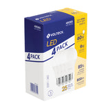 Juego de 4 bombillos 9w 120v luz calida tipo bulbo a19 volteck