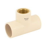 Tee reducida de cpvc con rosca inerior de insero mealico de 1"x1"x1/2"