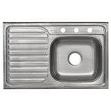 Fregadero sencillo con escuridor a la izquierda 31.5"x19.5" acero inoxidable 304 oset
