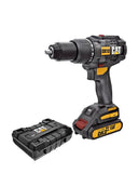 TALADRO MARTILLO INALAMBRICO 1/2", 2 BATERIAS 18V/2Ah + CARGADOR DX12 CAT