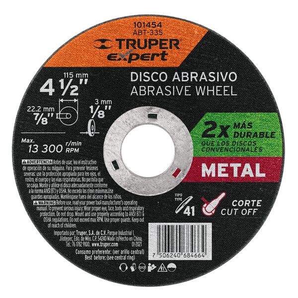 Disco de corte 4 1/2'' X 3.2mm para metal centro plano abrasivo