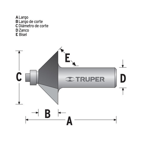 Barrena para router 1 1/4 chaflan con balero