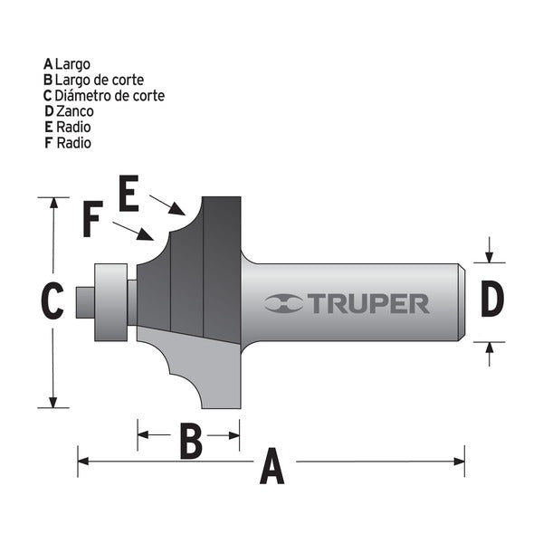 Barrena para router 1 1/8 moldura clasica con balero