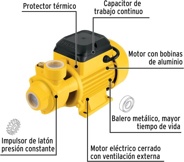 COMBO TINACO 255GLS TINAGUA + BOMBA LADRONA 1/2 HP PRETUL