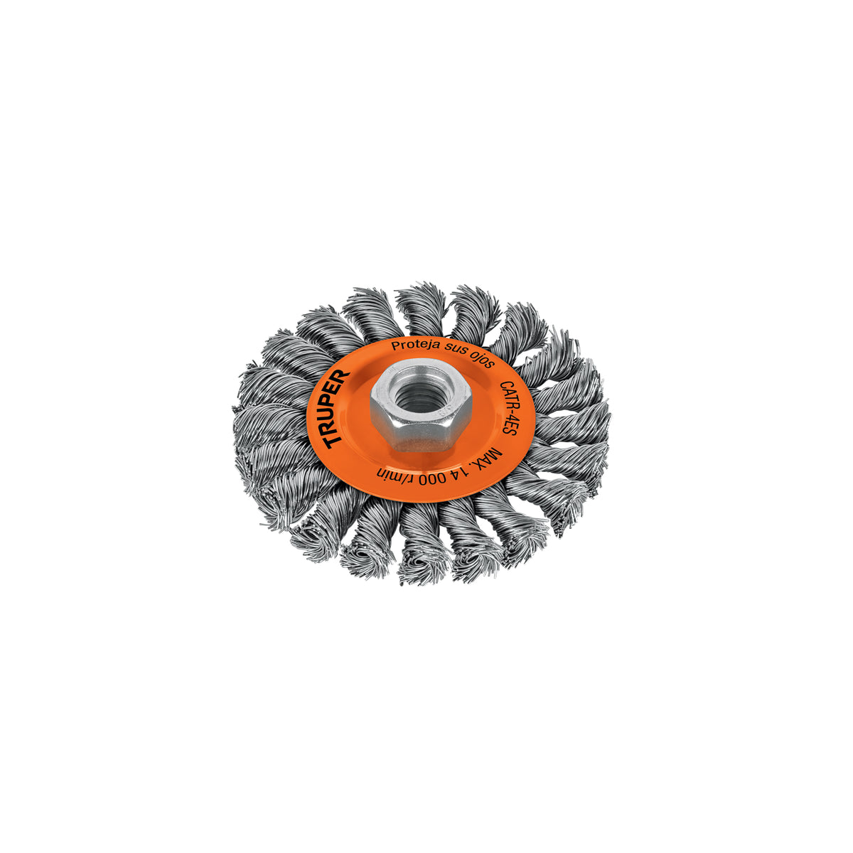 CEPILLO DE ALAMBRE CIRCULAR TRENZADO 4" DE EJE 5/8-11 PARA ESMELIRADORA ANGULAR TRUPER