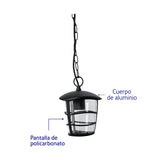 Farol negro colgante de aluminio