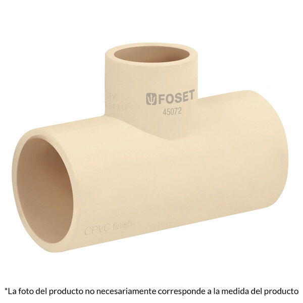 Tee reducida de cpvc 1'' x 1'' x 1/2''