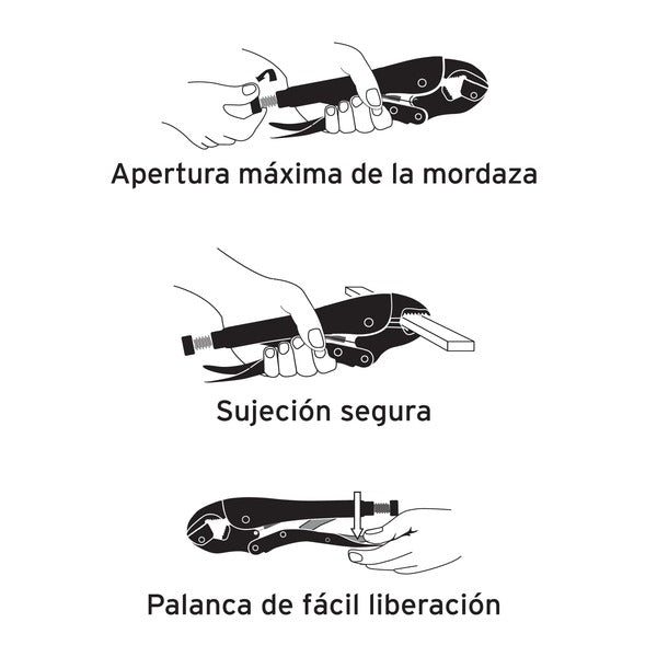 Pinzas de presión mordaza curva 2 piezas de 4'' y 10''