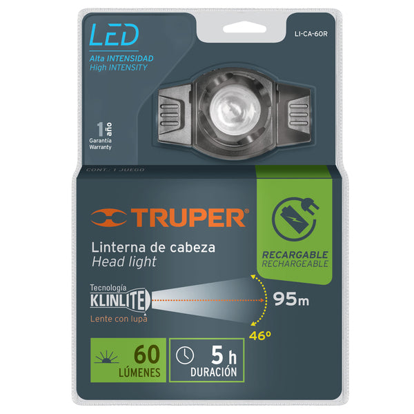 Linterna de led para cabeza recargable