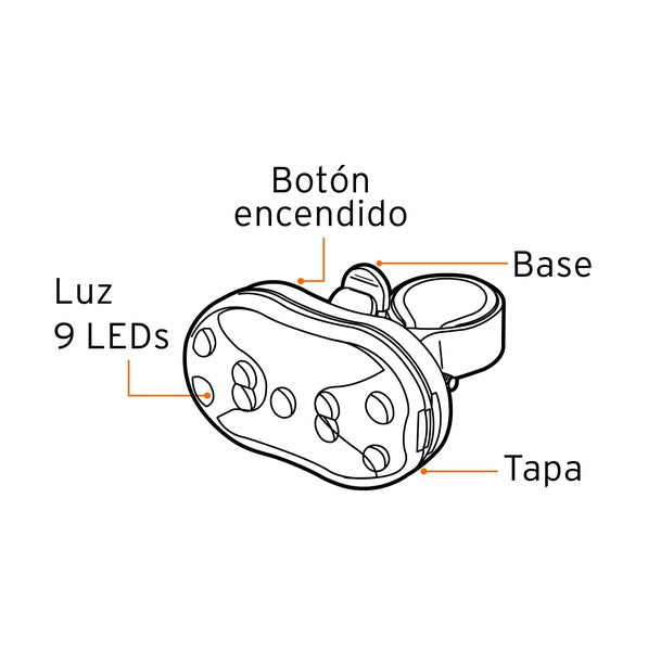 Linterna para bicicleta trasera 9 led