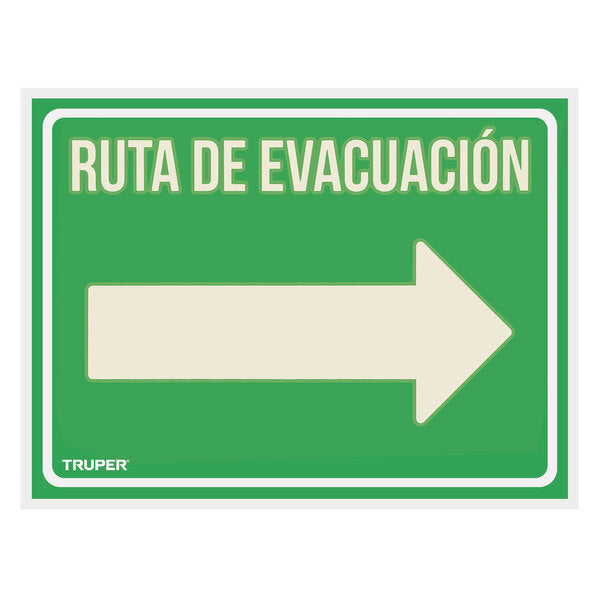 Letrero de señalización ''ruta evacuacion derecha