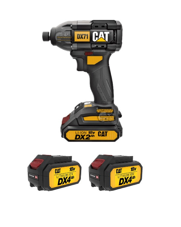 LLAVE DE IMPACTO INALAMBRICA 1/4", 2 BATERIAS 18V/2AMP, DX71 CAT