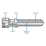 Manguera para gas con conexión de 3/8'' x 3/8''