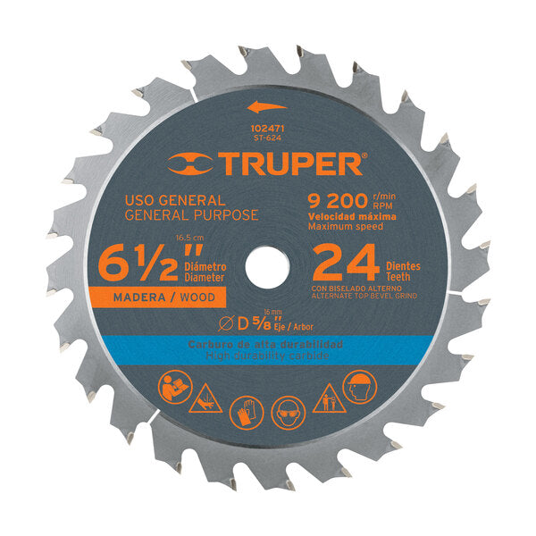 Disco Sierra circular 6-1/2'', 24 dientes