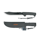 Machete doble filo 10", cacha inyectada, con funda