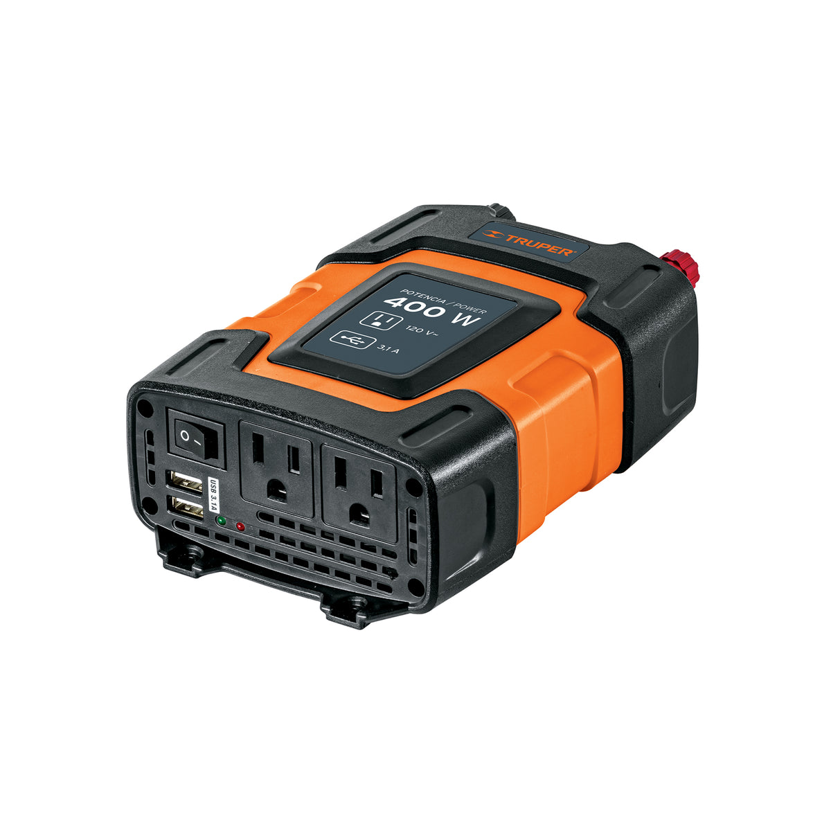 INVERSOR DE CORRIENTE 400 WATTS CON PUERTO USB TRUPER