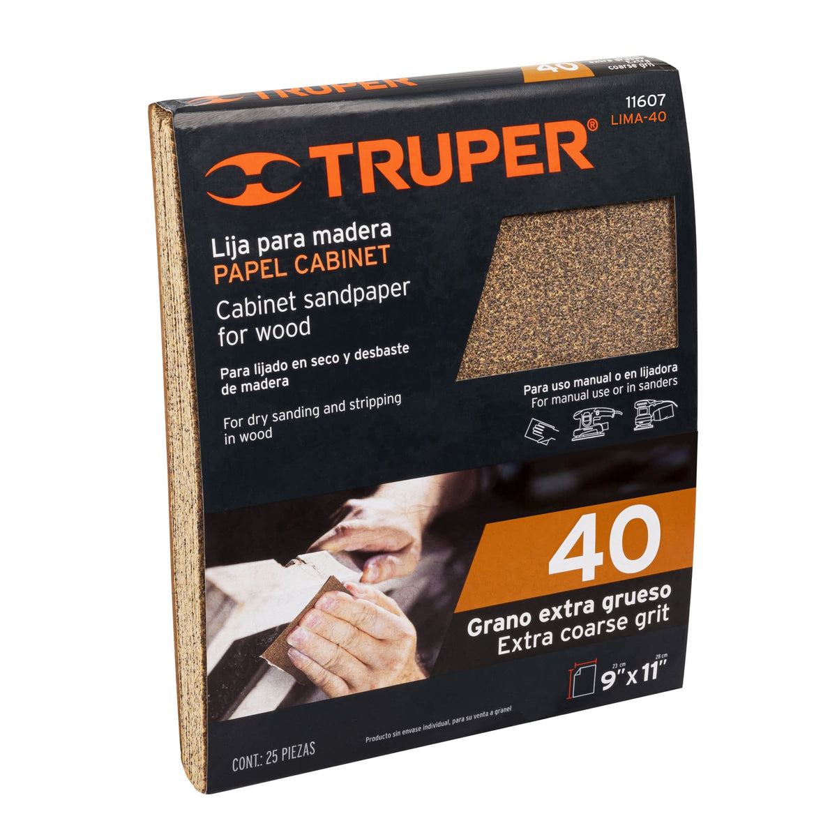 LIJA PARA MADERA GRANO 40 AMARILLA TRUPER