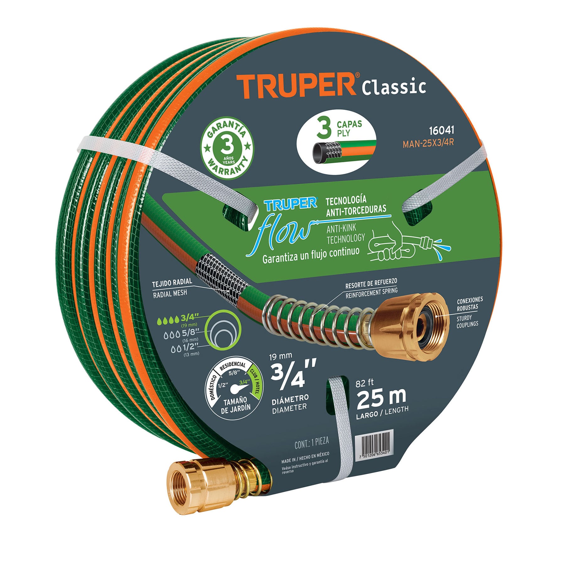 manguera para jardin de 3 capas conexiones metalicas