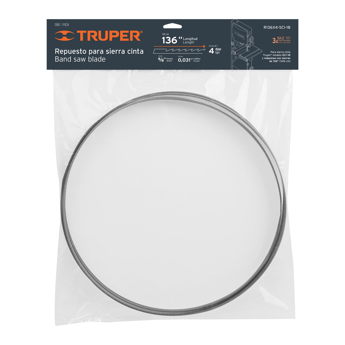 cinta de sierra ref r136x4 sci 18 truper