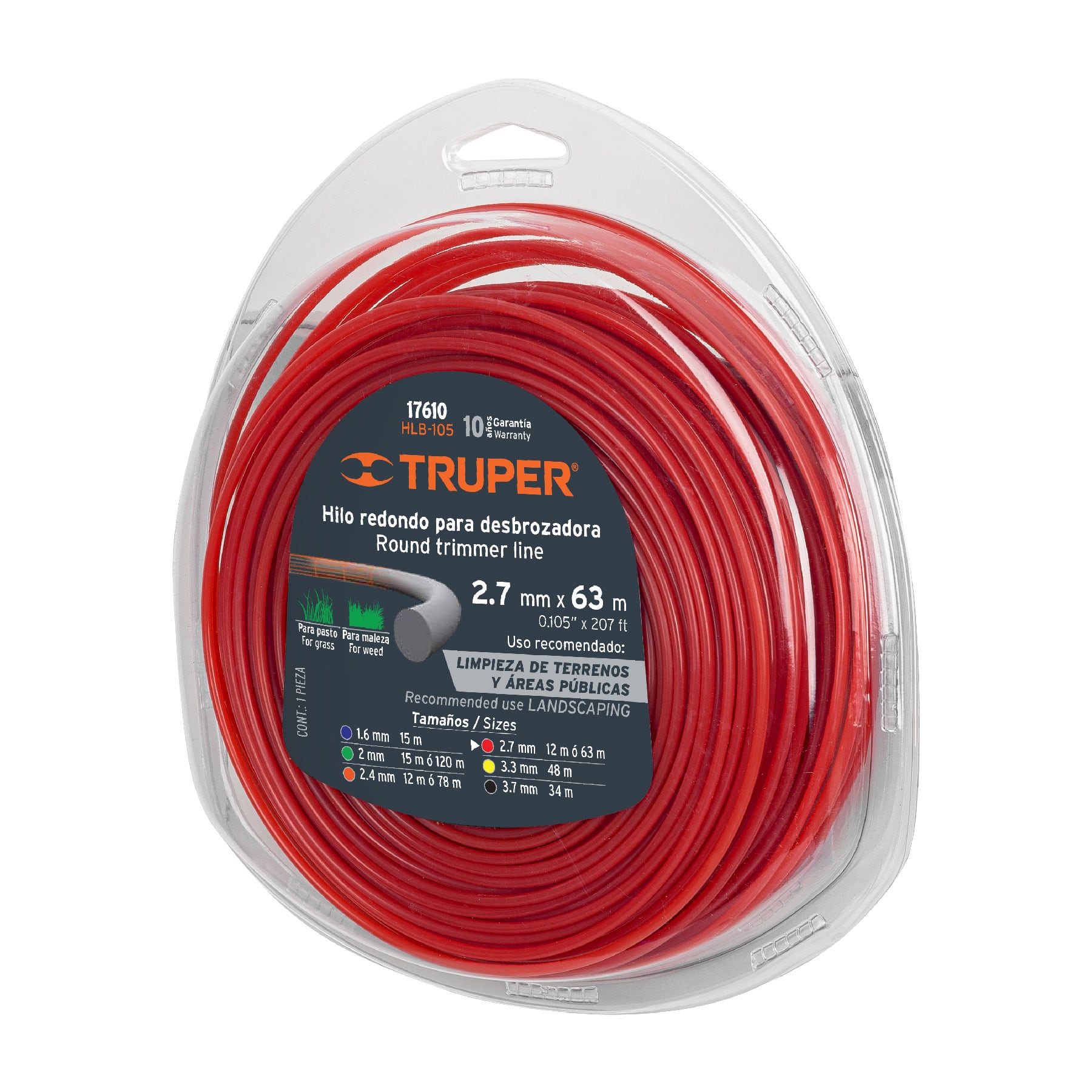 hilo redonda para cortadora de gramas en blister