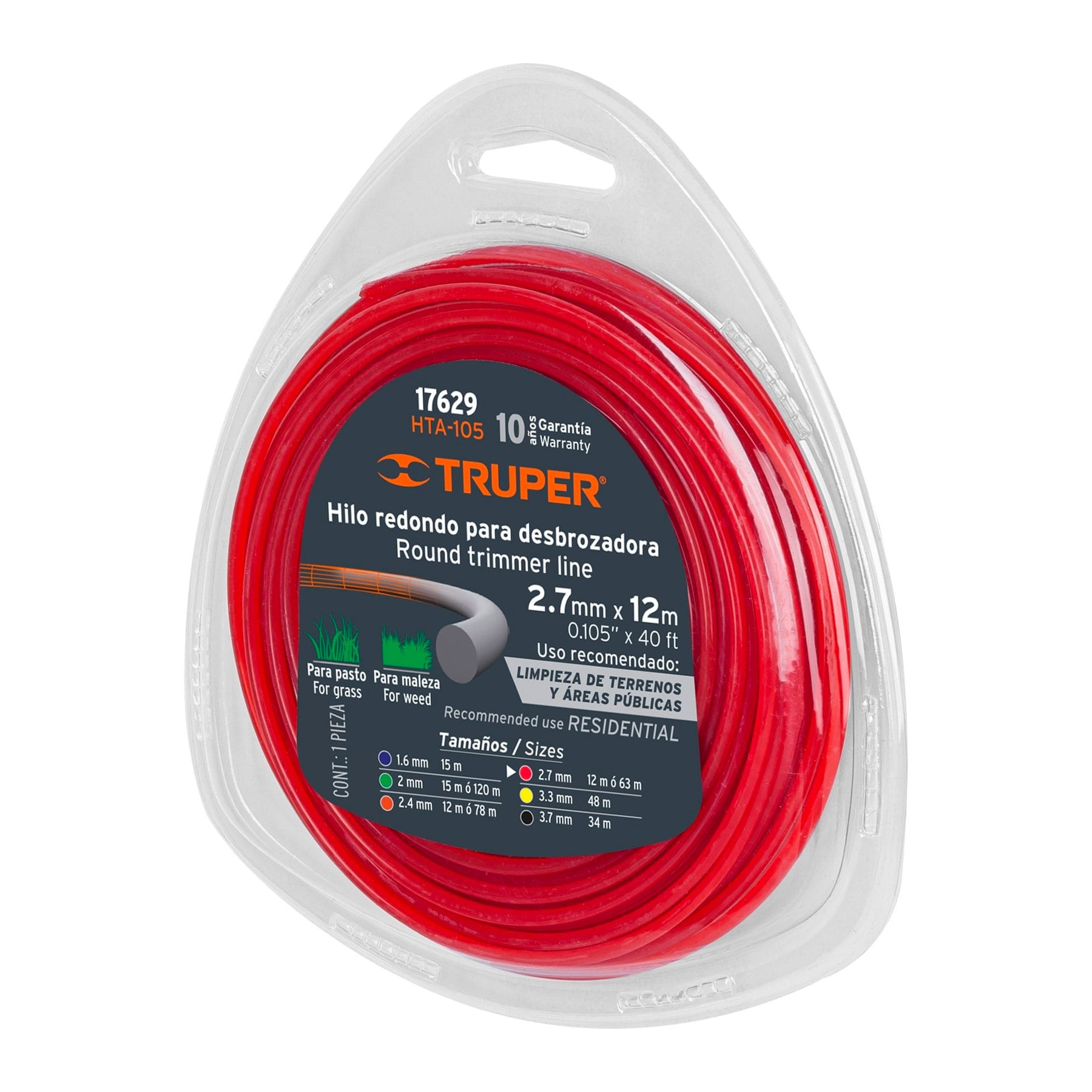 hilo redonda para cortadora de gramas en blister
