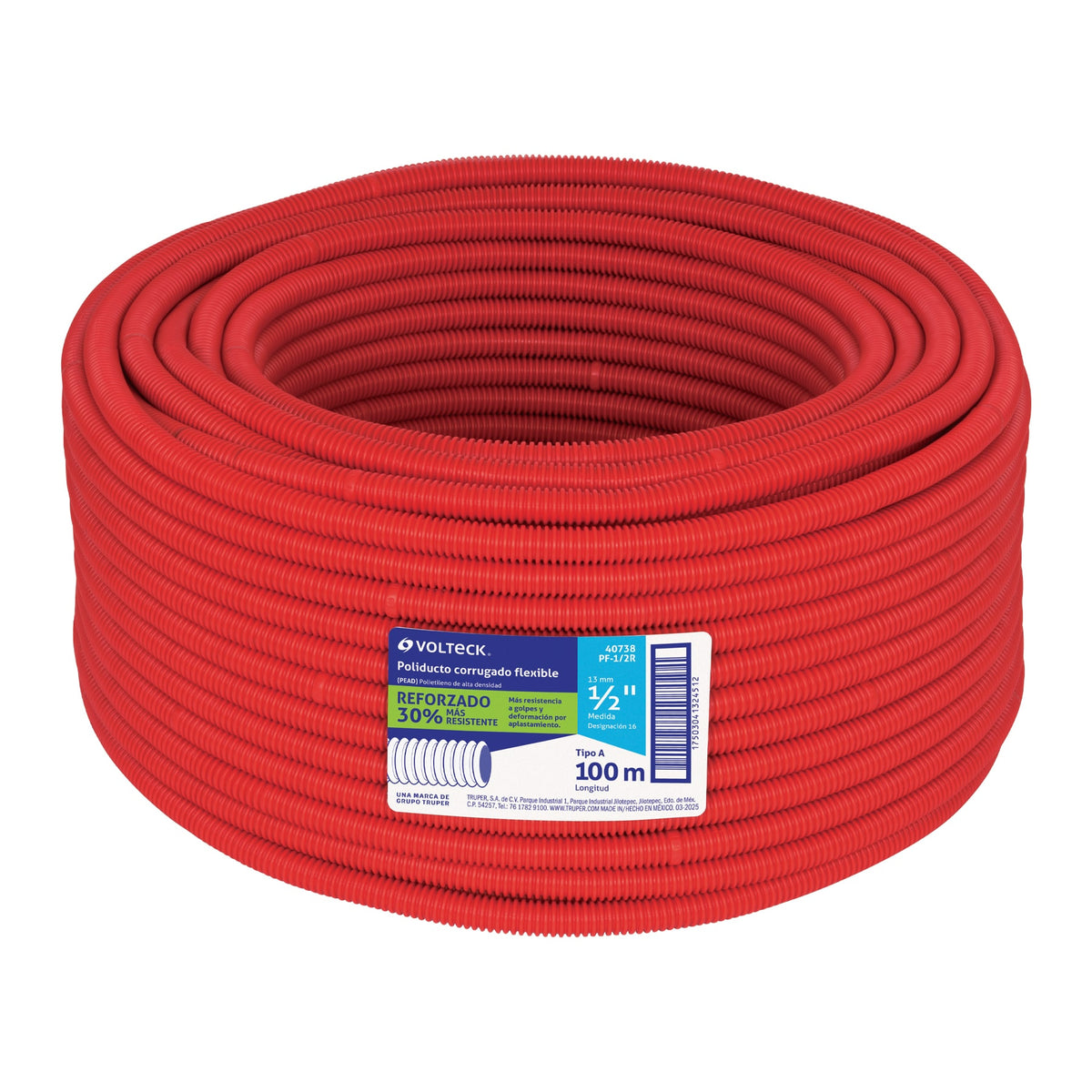 Metro de poliducto 1/2" corrugado flex.